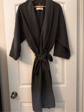 Monarch Cypress Luxury Chamois Microfiber Kimono Robe (Charcoal Gray)
